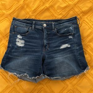 American Eagle Blue Jean Shorts Size 12 Super Stretch MIDI